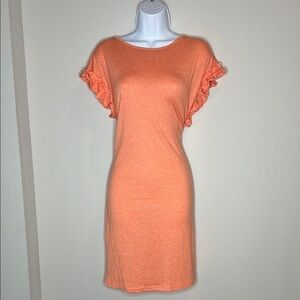 SHEIN Orange Ruffled Mini Dress with Flutter Sleeves